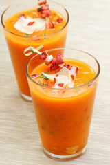 Pumpkin soup in a glass