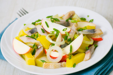 herring salad with apple and potato
