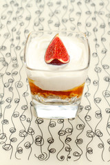 Dessert with fig and yogurt