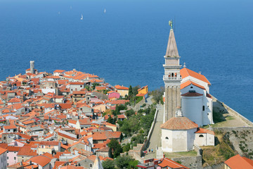 Fototapeta premium View on the historical city of Piran, Slovenia.