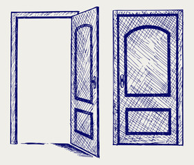 Open door. Doodle style