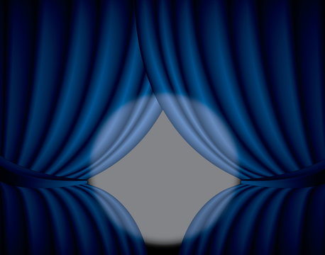 Blue curtain background with spotlight