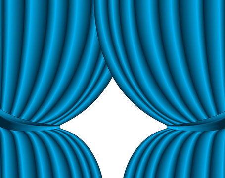 Blue theater silk curtain background with wave, EPS10