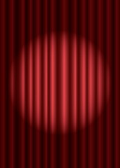 Closed red theater curtain with spotlight in the center, EPS10