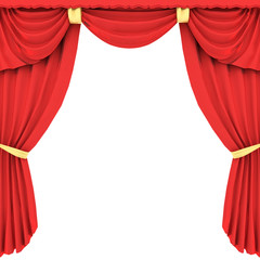 red curtain in 3D