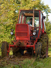 red old tractor