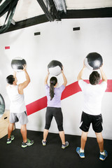 Obraz premium Man and Woman Doing Crossfit on gym. Crossfit Series