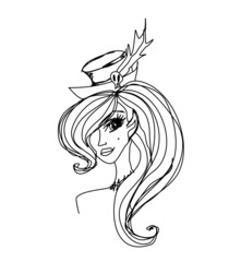 Halloween witch - doodle vector portrait