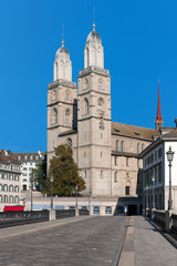 Fototapeta na wymiar View on Grossmuenster in Zurich