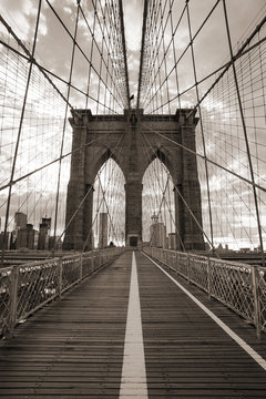 Fototapeta Most Brookliński w Nowym Jorku. Ton sepii.