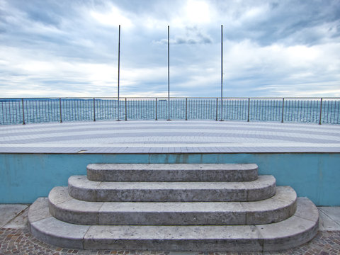 terrace on the sea at barcola in trieste, itlay