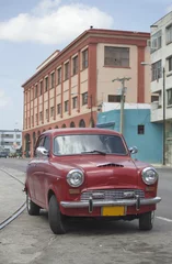 Wall murals Cuban vintage cars Red old car