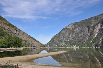 Blick auf das Sognefjord bei Laerdal, Norwegen