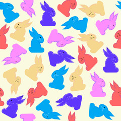 cute babies seamless pattern with Color hares.