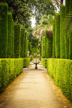 Garden Of The Poets In Alcazar, Sevilla