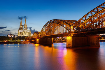 Cologne Cathedral and Hohenzollern Bridge, Germany - obrazy, fototapety, plakaty
