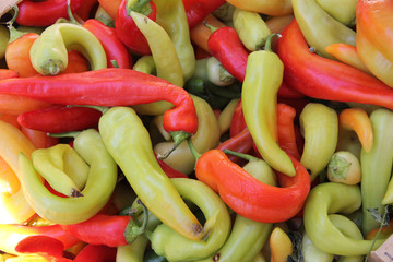 Fresh peppers at a market