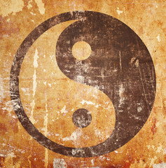 Yin yang symbol on grunge