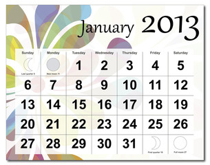 January 2013 calendar