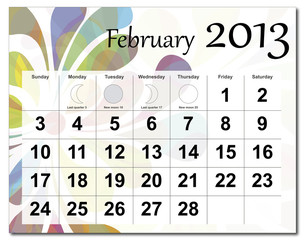 February 2013 calendar