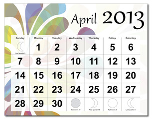 April 2013 calendar