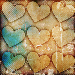 hearts on grunge background