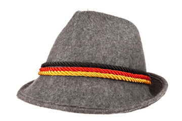 Gray hat with color stripes