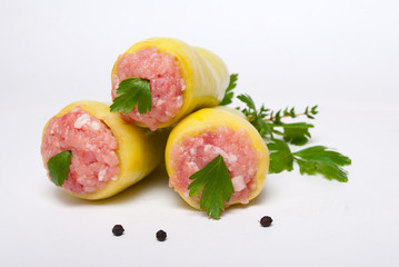 Tree raw stuffed peppers