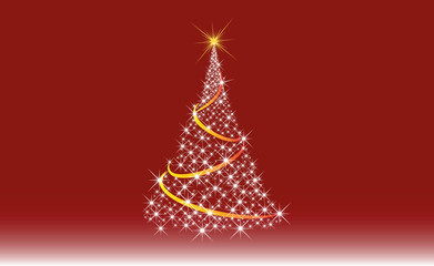 weihnachtsbaum mit gelben band auf rotem hintergrund