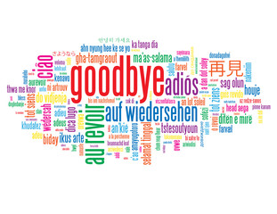"GOODBYE" Tag Cloud (farewell good luck travel au revoir adios)