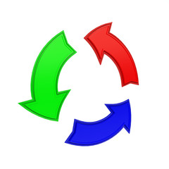 RGB round frame made from arrows on a white background