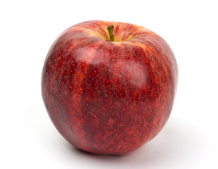 Red apple close-up isolated on white background.
