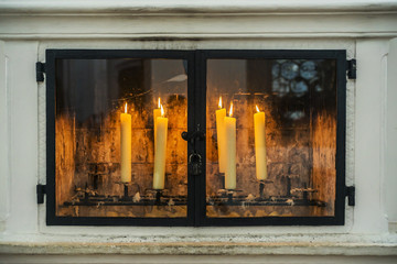 Fototapeta na wymiar Candles in a church in Bavaria Germany