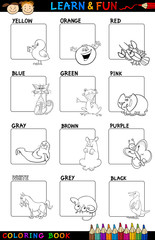 primary colors cartoon set for coloring