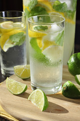 Cold lemonade in glass