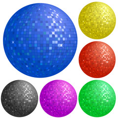 Set of colorful disco balls