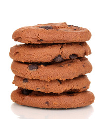 Chocolate chips cookies isolated on white