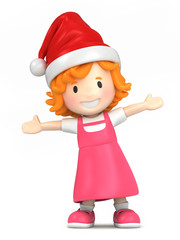 happy girl wearing santa hat