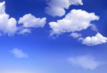Ciel bleu avec des nuages. Fond de vecteur.