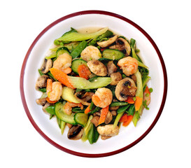 vegetable and shrimp isolated