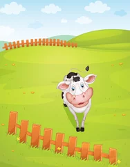 Poster Ferme Une vache