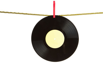 Vinyl record on gold rope