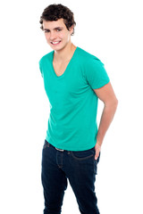 Guy in trendy casual wear posing in style