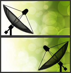 Satellite dish on global background for Communication and techno