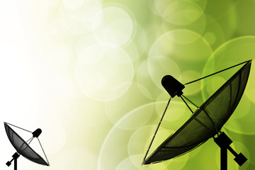 Satellite dish on global background for Communication and techno