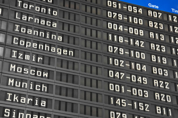 Flight information board in airport