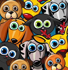 Group of funny animals - cats, dogs and deer