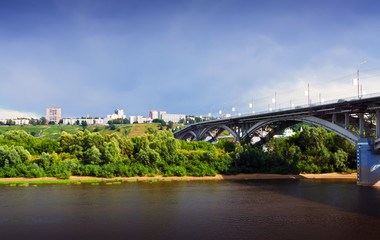 View of Nizhny Novgorod with Kanavinsky bridge