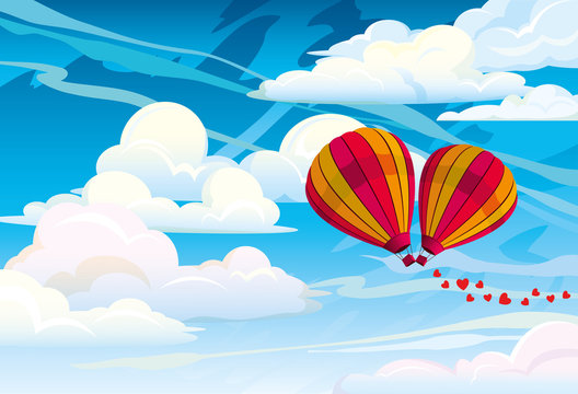 Couple red hot air balloons