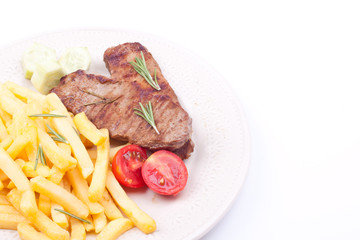 grilled steak and french fries